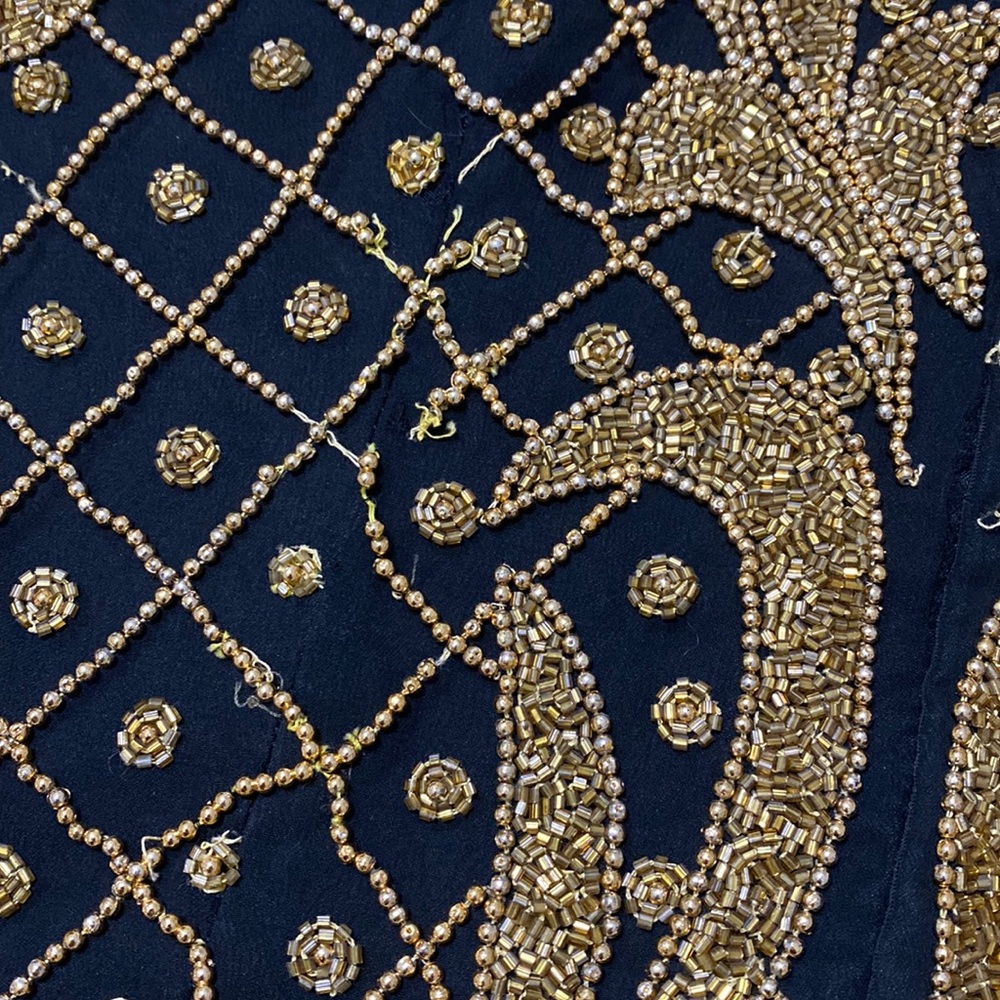 Vintage 70s 80s Beaded Sequin Gold Disco Maxi Cocktail Dress Pageant Gown - Picture 16 of 16